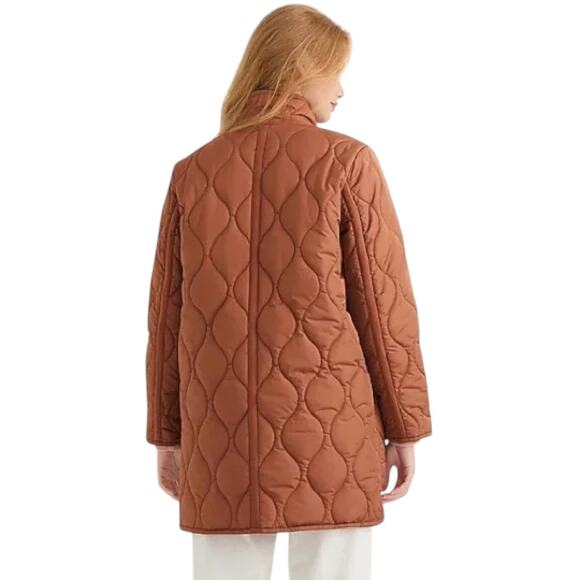 J. Crew Signature Quilted Puffer Jacket Patch Pockets Brown/Pink Size M - Picture 4 of 9